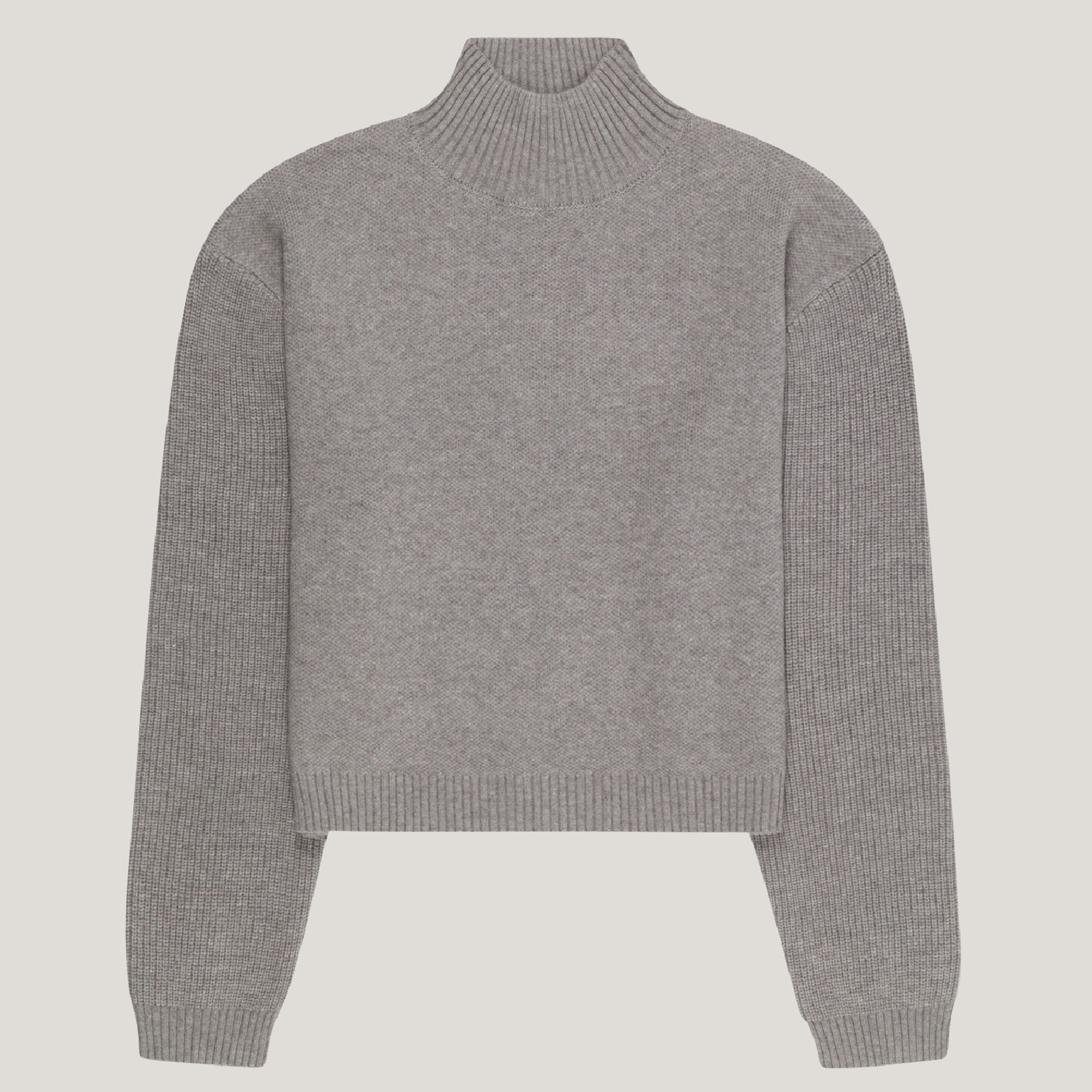 Keaton Mock Neck Sweater - Steel Grey | EllandEmm