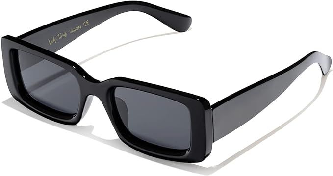Amazon.com: Veda Tinda Rectangle Sunglasses Black Trendy Retro 90s Square Vintage Sunglasses for ... | Amazon (US)
