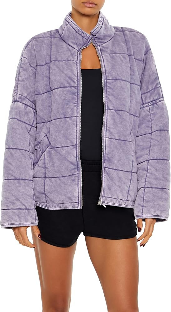Forever 21 womens Quilted Zip-up Jacket | Amazon (US)