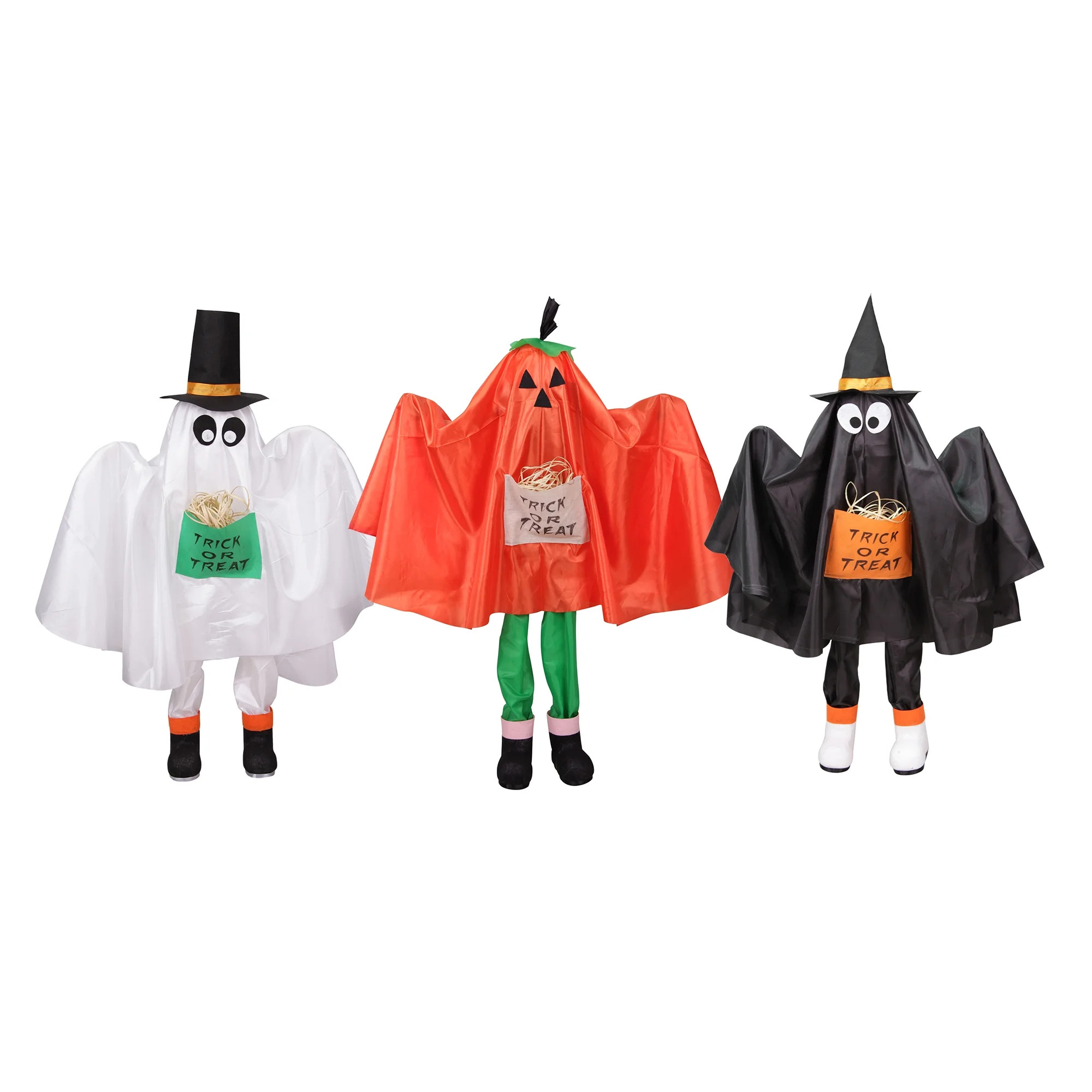 Set of 3 Ghost Pumpkin and Bat Standing Halloween Kid Figures 36" | Walmart (US)