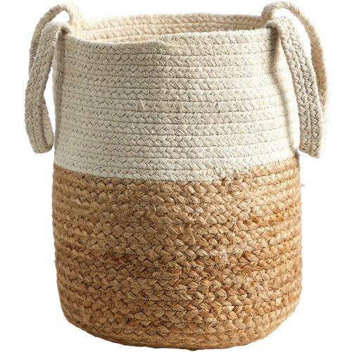 Jute and Cotton Basket Planter - Beige - 12.5'L x 12.5'W x 12.5'H | One Kings Lane