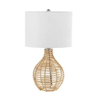 20&#34; Bryce Rattan Silverwood Table Lamp (Includes LED Light Bulb) Light Brown - Decor Therapy | Target