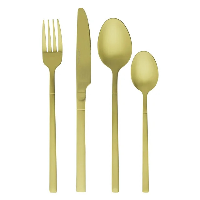 Thyme & Table 16-Piece Stainless Steel Arden Flatware Set, Gold (Service for 4) | Walmart (US)