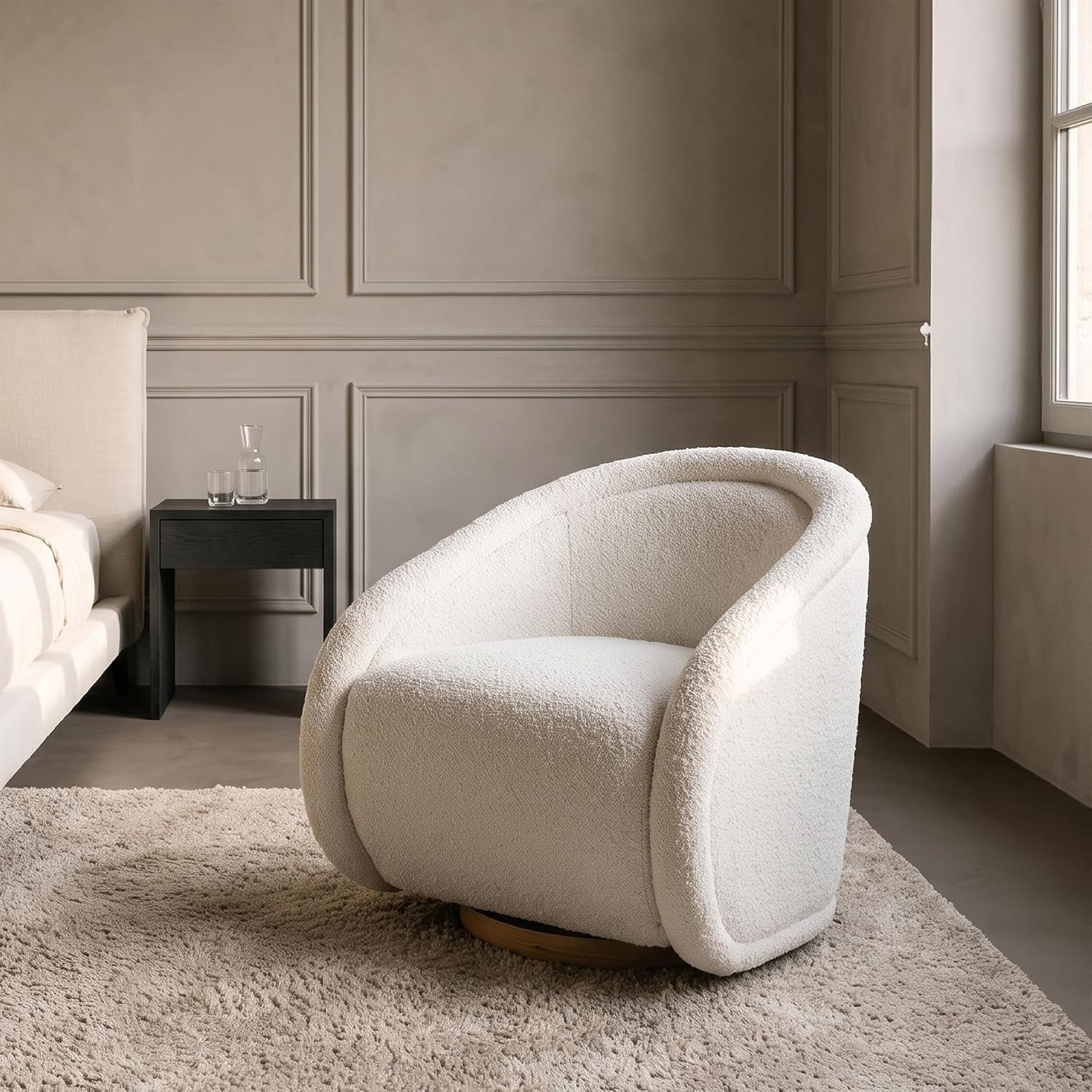 COLAMY Swivel Accent Chair, 33.5" H Modern Barrel Armchair with 5.1" Thick Cushion, Fully Assembled 360 Concealed Swivel Club Chair for Living Room, Bedroom Reading Nook & Nursery, Cream | Amazon (US)