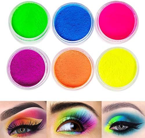 Neon Pigment Eyeshadow Powder ,FindinBeauty UV Glow Blacklight 6 Mixed Bright True Colors Eye Shadow | Amazon (US)