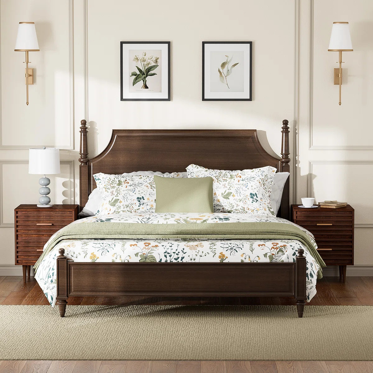 Jamyira 2 - Drawer Nightstands Set, Mid Century Modern End Table , Wooden Bedside Table In Brown ... | Wayfair North America