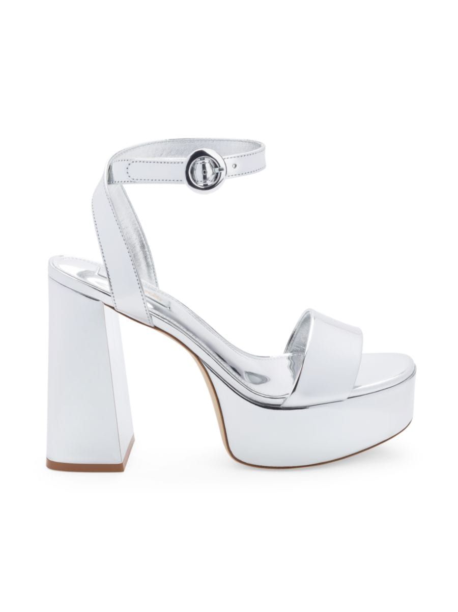 Shop Larroudé Dolly Metallic Leather Platform Ankle-Strap Sandals | Saks Fifth Avenue | Saks Fifth Avenue