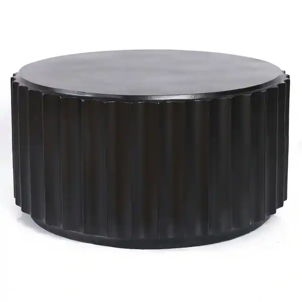 Black Cement Round Coffee Table - Overstock - 35555712 | Bed Bath & Beyond
