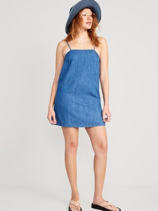 Tie-Strap Jean Mini Cami Shift Dress for Women | Old Navy (US)