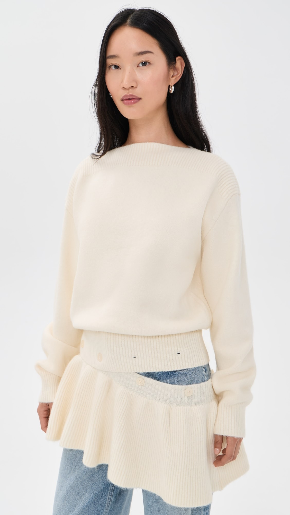 Source Unknown Corinth Peplum Sweater Ivory | Shopbop | Shopbop