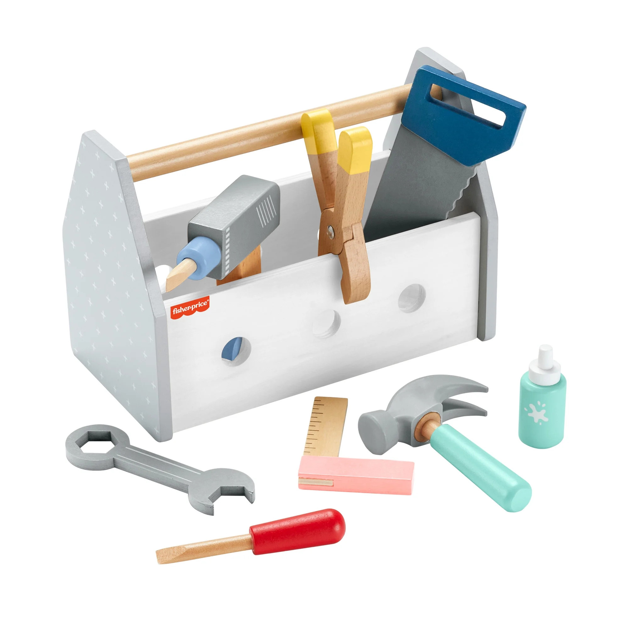 Fisher-Price Wooden Tool Box Set for Preschool Pretend Play, 9 Wood Pieces | Walmart (CA)