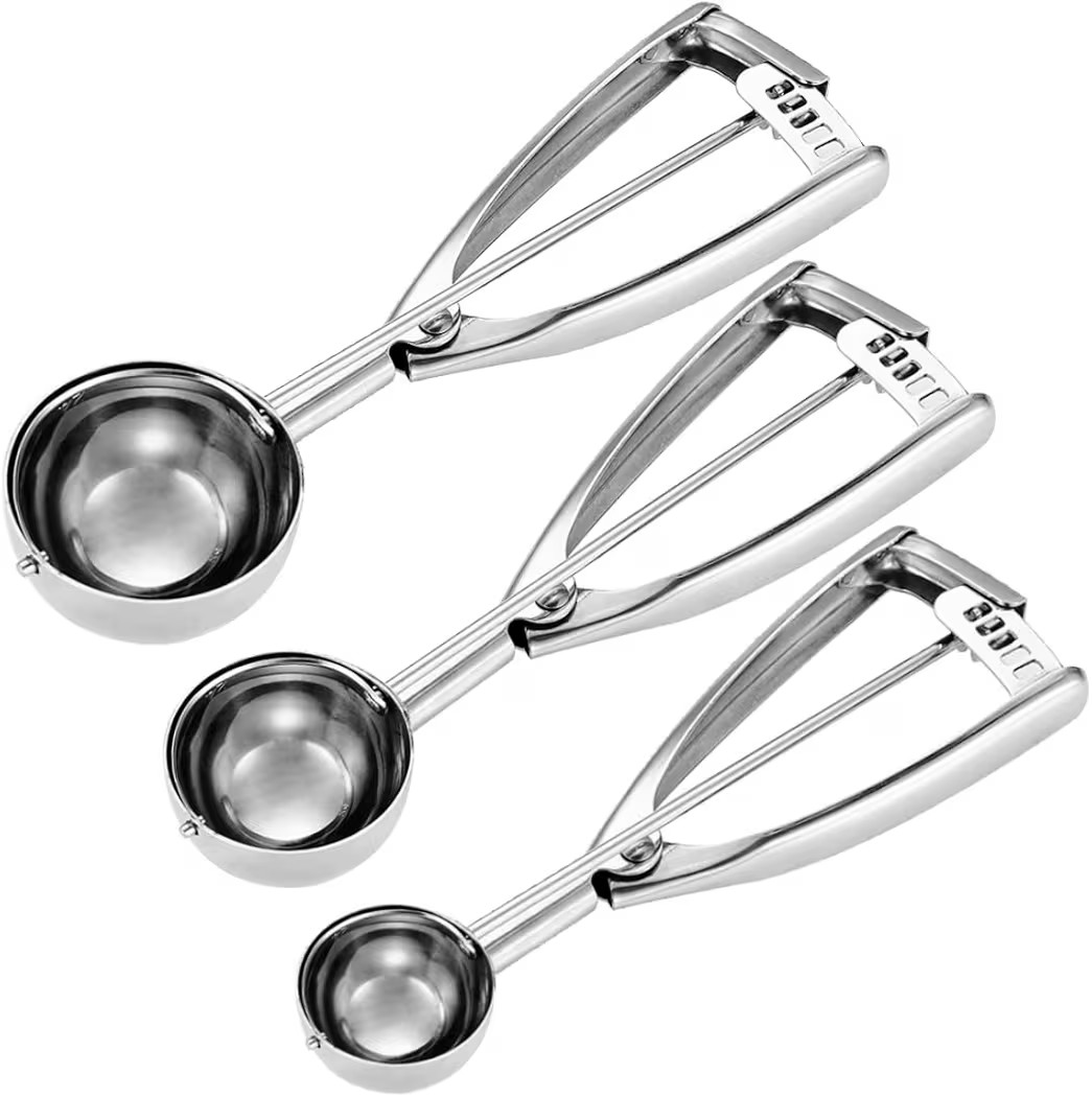 Cookie Scoop Set - Small/1 Tbsp, Medium/2 Tbsp, Large/3 Tbsp - Cookie Dough Scoop, Cookie Scoops ... | Amazon (US)