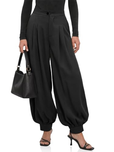 Cicy Bell Womens Striped Dress Pants Balloon Pleated Wide Leg Trousers | Amazon (US)
