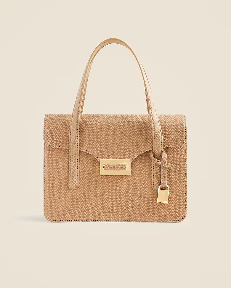 Edie accordion bag in snake-embossed Italian leather | J. Crew US