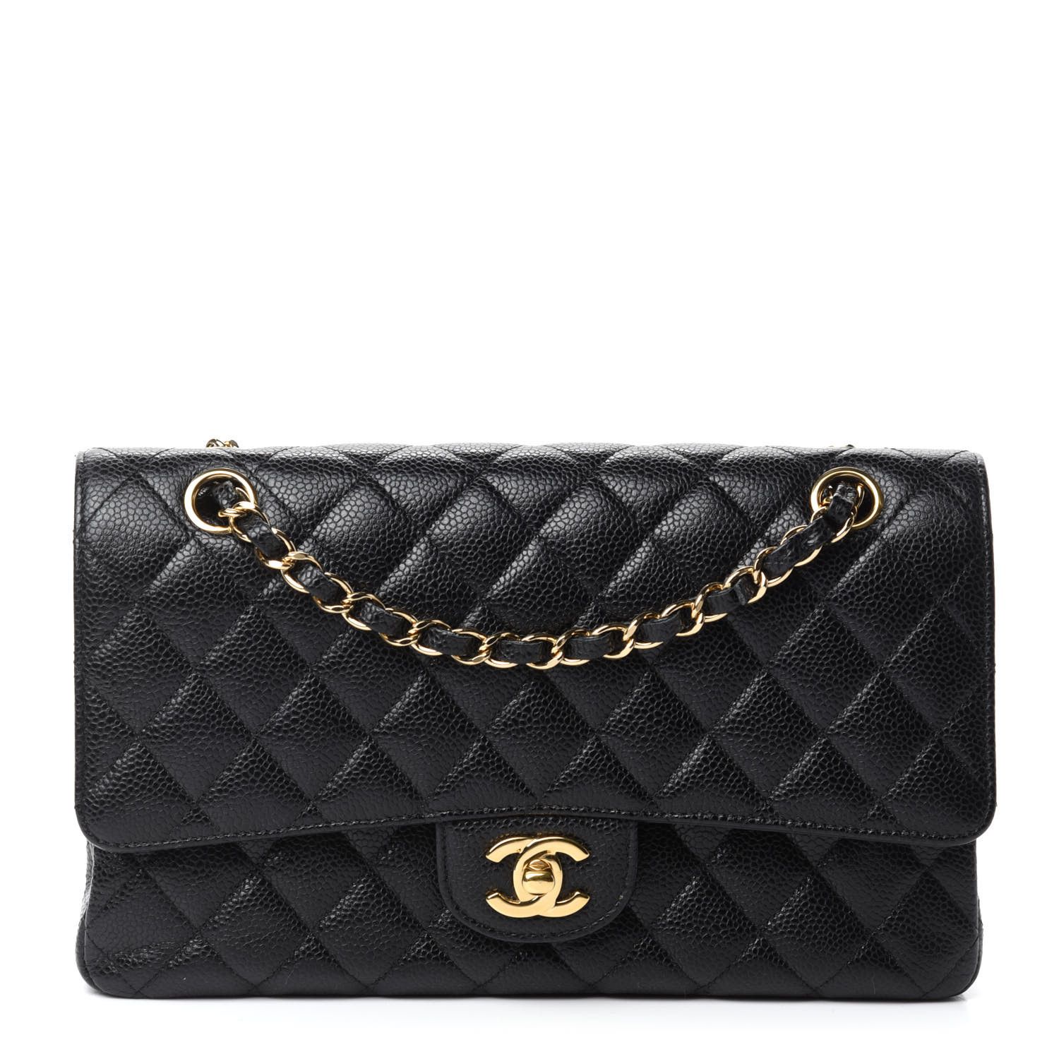 Caviar Quilted Medium Double Flap Black | Fashionphile