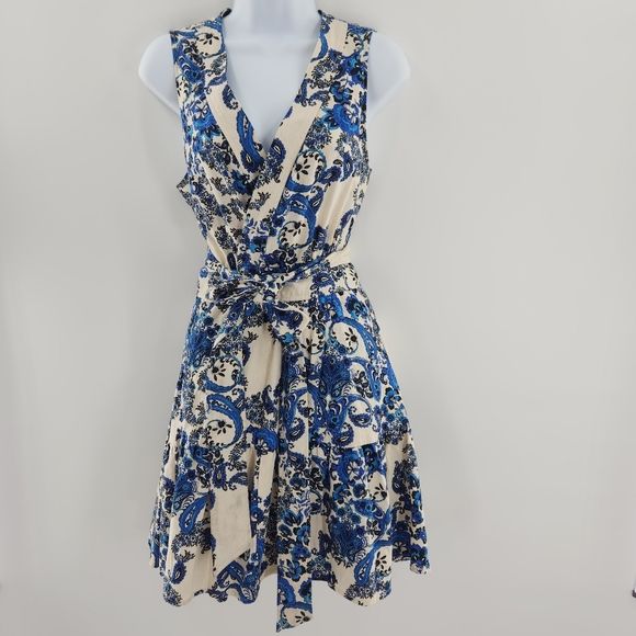 Christian Lacroix Paisley Print Linen Blend Wrap Mini Dress Womens Size Medium | Poshmark