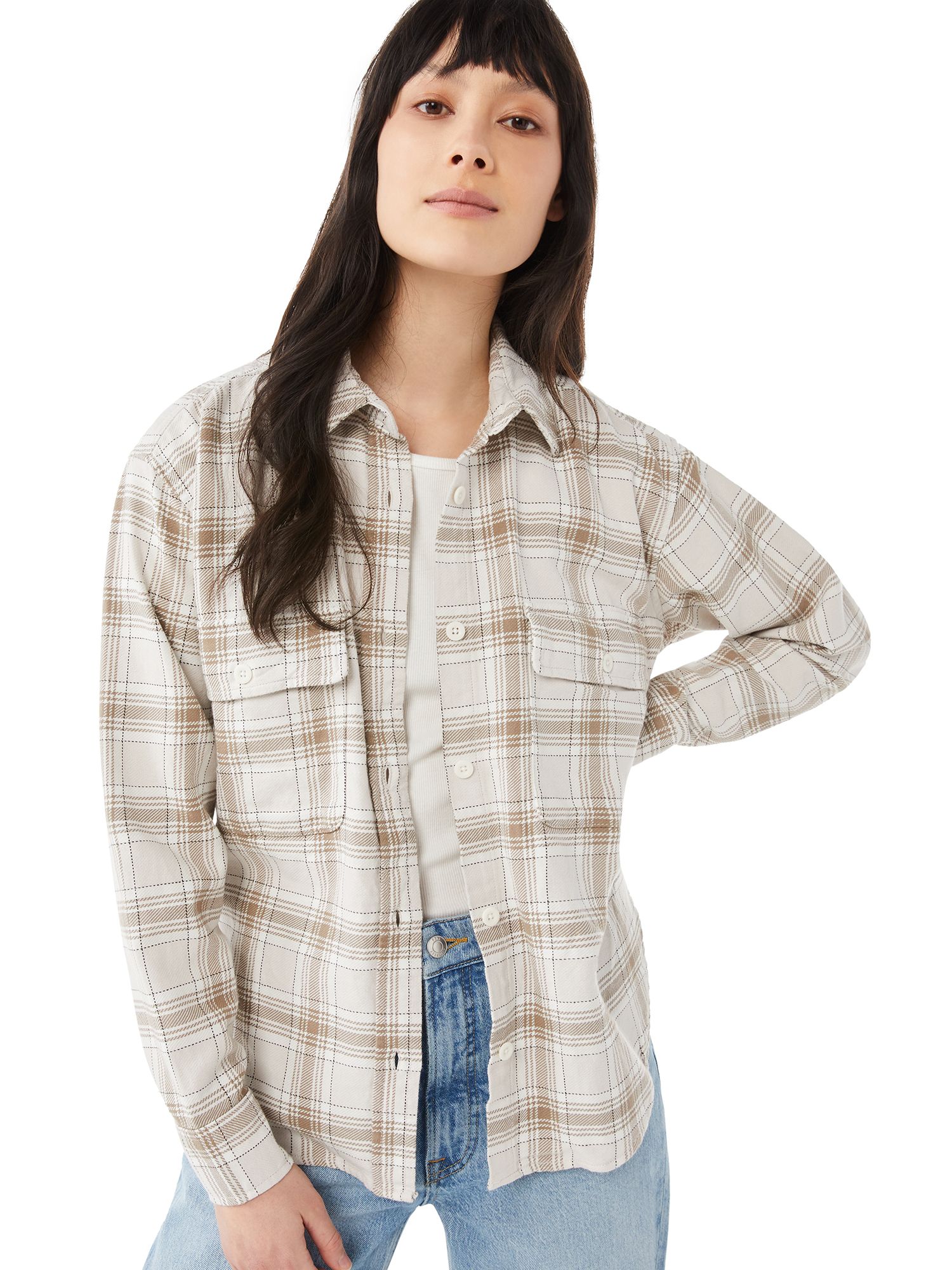 Free Assembly Women’s Long Sleeve Work Shirt | Walmart (US)