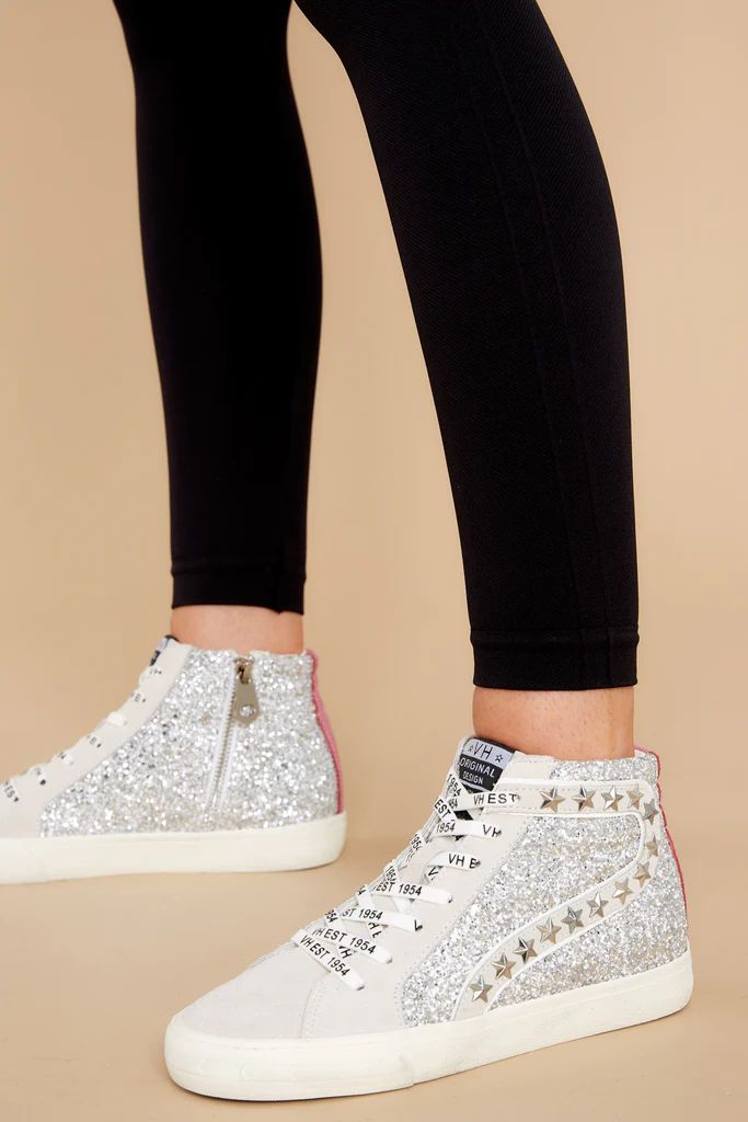Ray Silver Glitter High Top Sneakers | Red Dress 