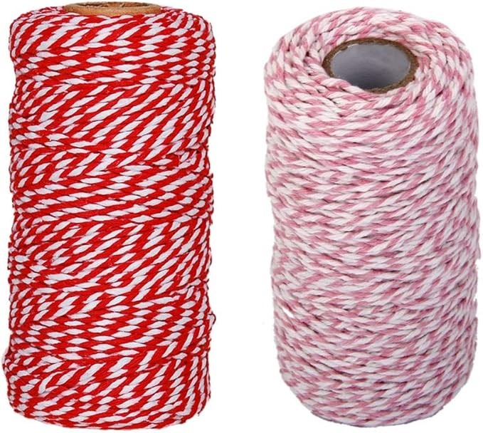 DIY Crafts Bakes Twine, Red and Pink Twine Rope for Christmas Gift Wrapping,Tying Cake and Pastry... | Amazon (US)