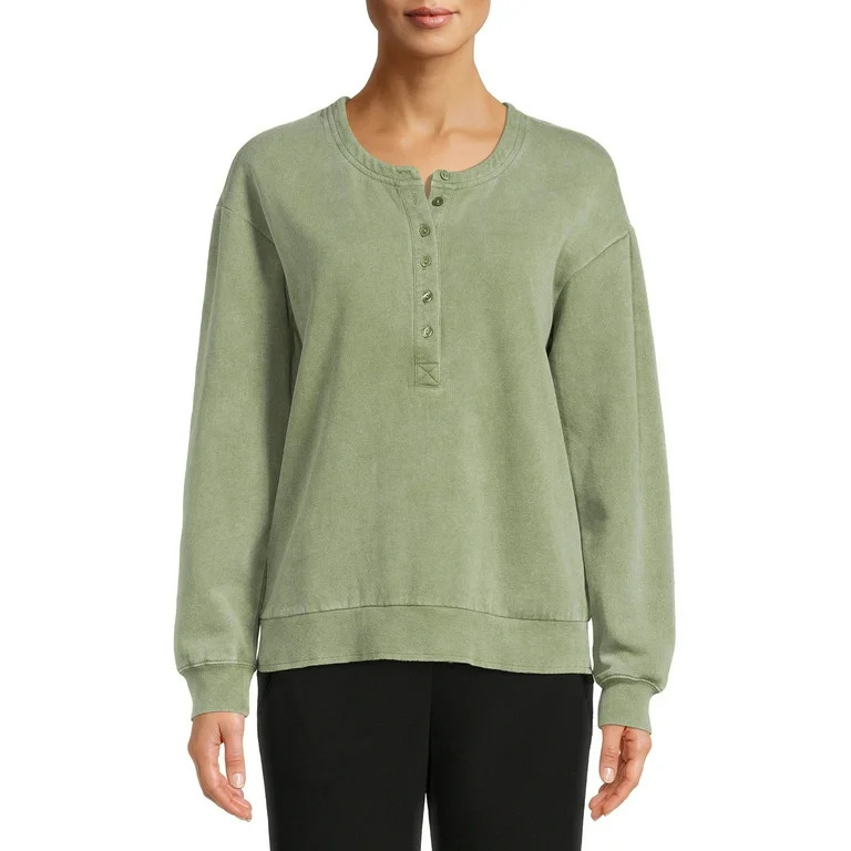 Time and Tru Women's Washed Henley Top | Walmart (US)