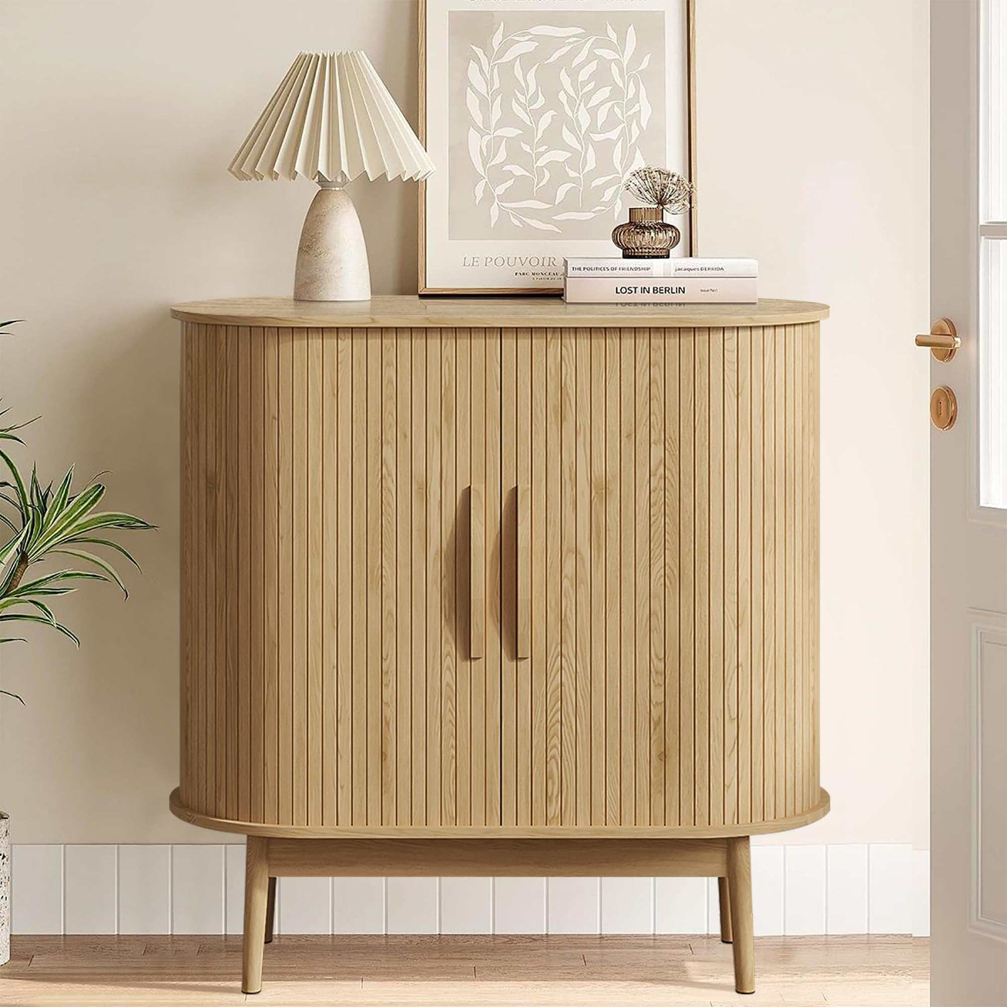 31" Small Sideboard Buffet Cabinet with Storage, Sliding Doors, Wooden Narrow Accent Storage Cabi... | Amazon (US)