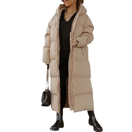 wsevypo Women s Winter Over Knee Removable Hooded Maxi Long Puffer Down Coat | Walmart (US)