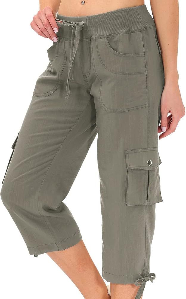 MoFiz Womens Capris with Pockets Loose Fit Casual Capri Pants Dressy Lightweight Ladies Baggy Car... | Amazon (US)
