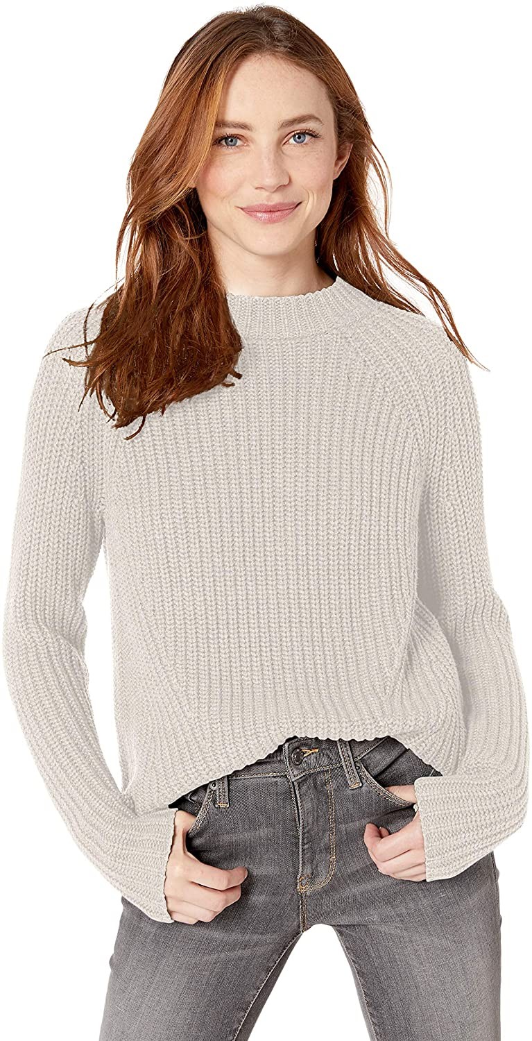 Amazon Brand - Goodthreads Women's Relaxed Fit Cotton Shaker Stitch Mock Neck Sweater | Amazon (US)