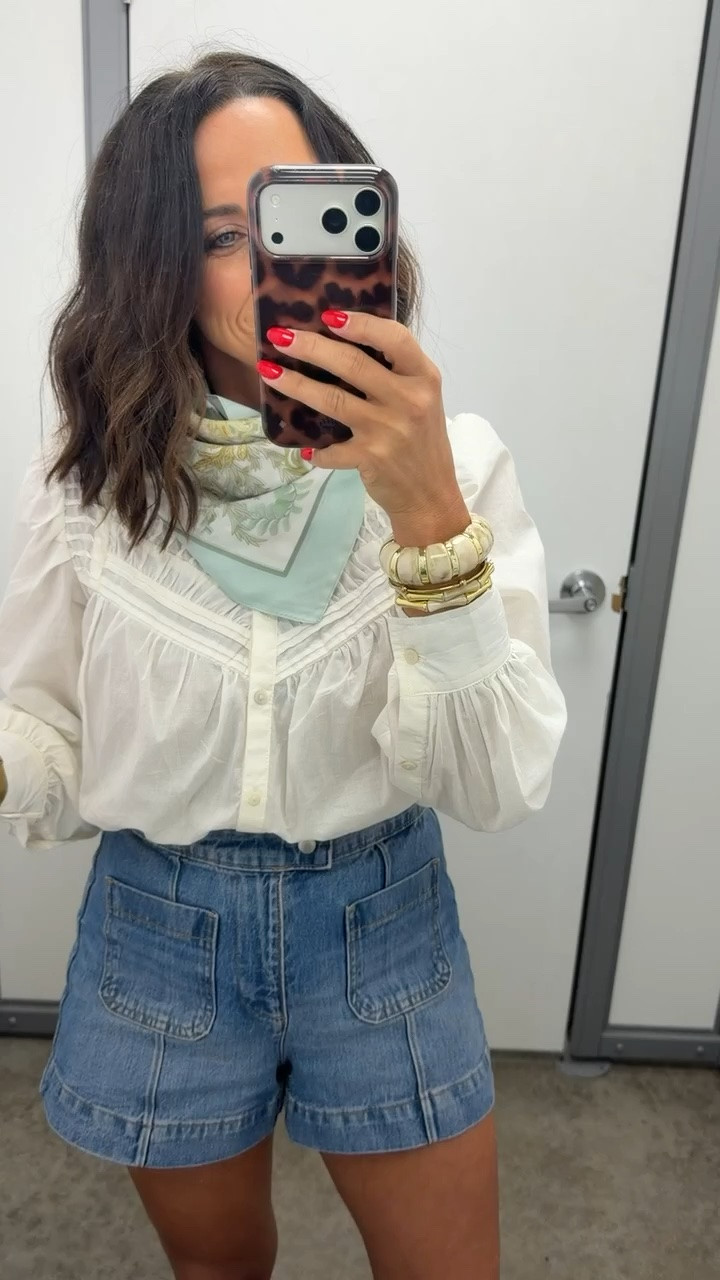 The blouse is so good in person and those denim shorts are the perfect length. Add a little neck scarf and suddenly it looks way more expensive than it is.

Wearing XS. ✨

#walmartfashion #walmartfinds #walmartstyle #affordablefashion #summerstyle #coastalgrandma #westernstyle #casualoutfit #everydaystyle #budgetfashion #outfitinspo #fashionfinds #summeroutfit #ltkstyle #ltkwalmart