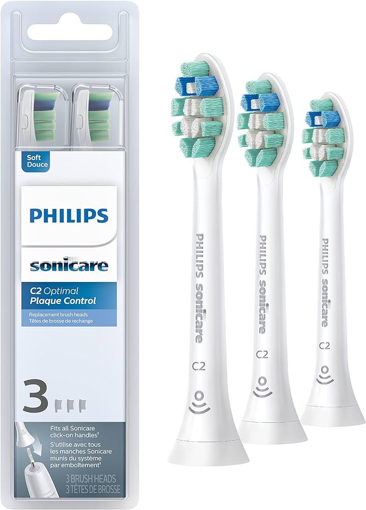 Philips Sonicare Genuine C2 Optimal Plaque Control Toothbrush Heads, 3 Brush Heads, White, HX9023... | Amazon (US)
