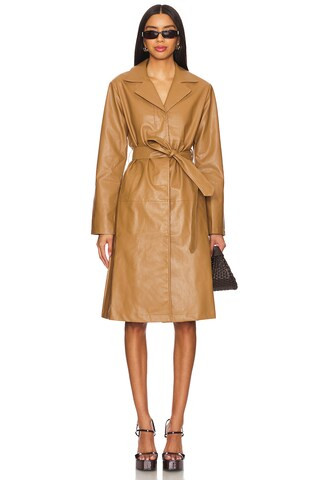 Viktoria Faux Leather Coat in Camel | Revolve Clothing (Global)