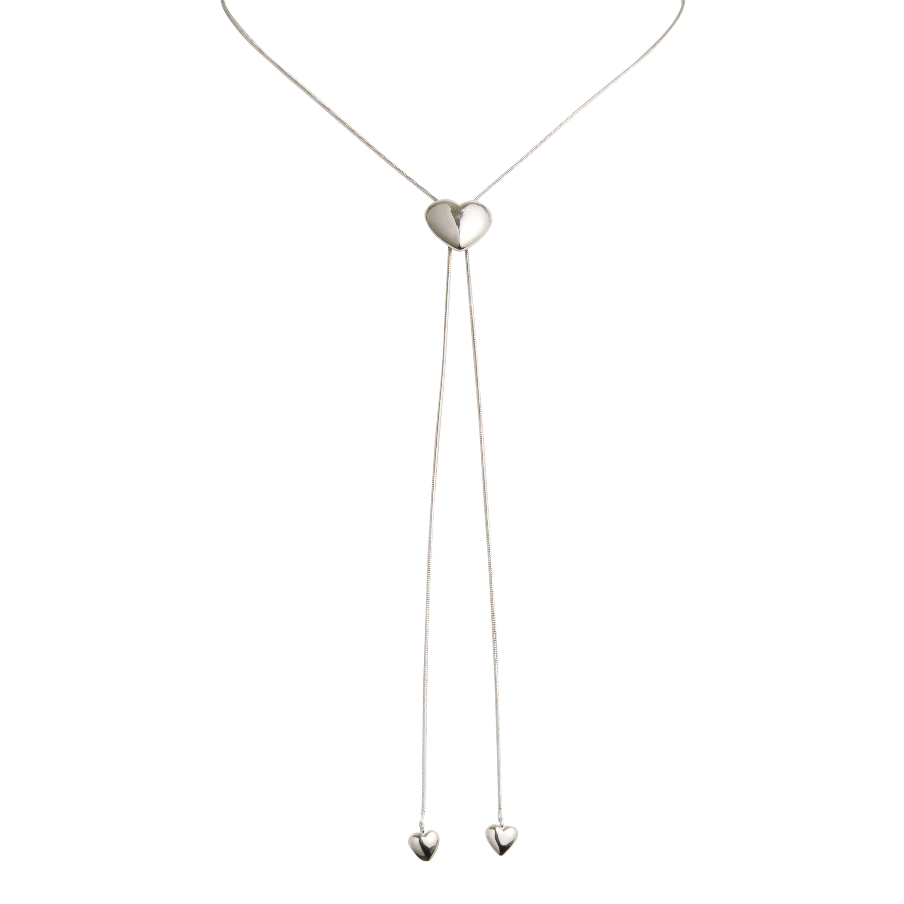 Silver Puffy Heart Adjustable Bolo Lariat Necklace | World Market