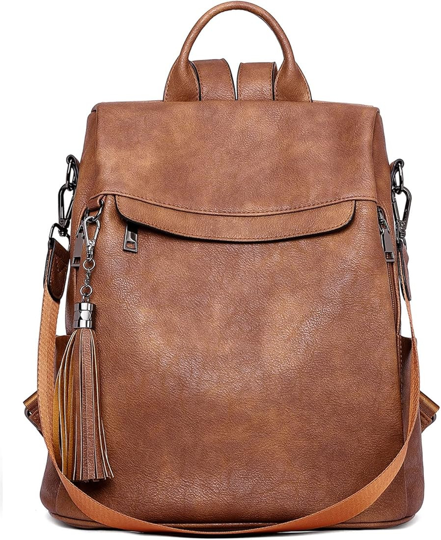 Women's Backpack Leather Anti Theft Travel Backpack 2 in 1 Shoulder Bag Large, 1-a-retro brown, l, T | Amazon (DE)