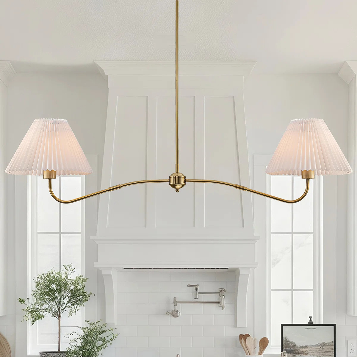 2-light Linear Pleated Fabric Pendant Light | Wayfair North America