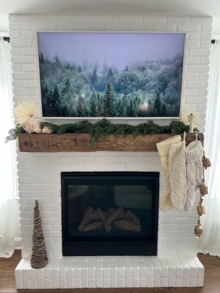 Coastal Christmas fireplace and mantle 