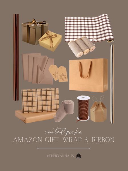 Brown inspired holiday gift wrap, ribbons, and tags! All of these beautiful finds are from Amazon and are perfect for creating a cohesive theme under your tree or when gifting to others this season!

#LTKSeasonal #LTKGiftGuide #LTKHoliday