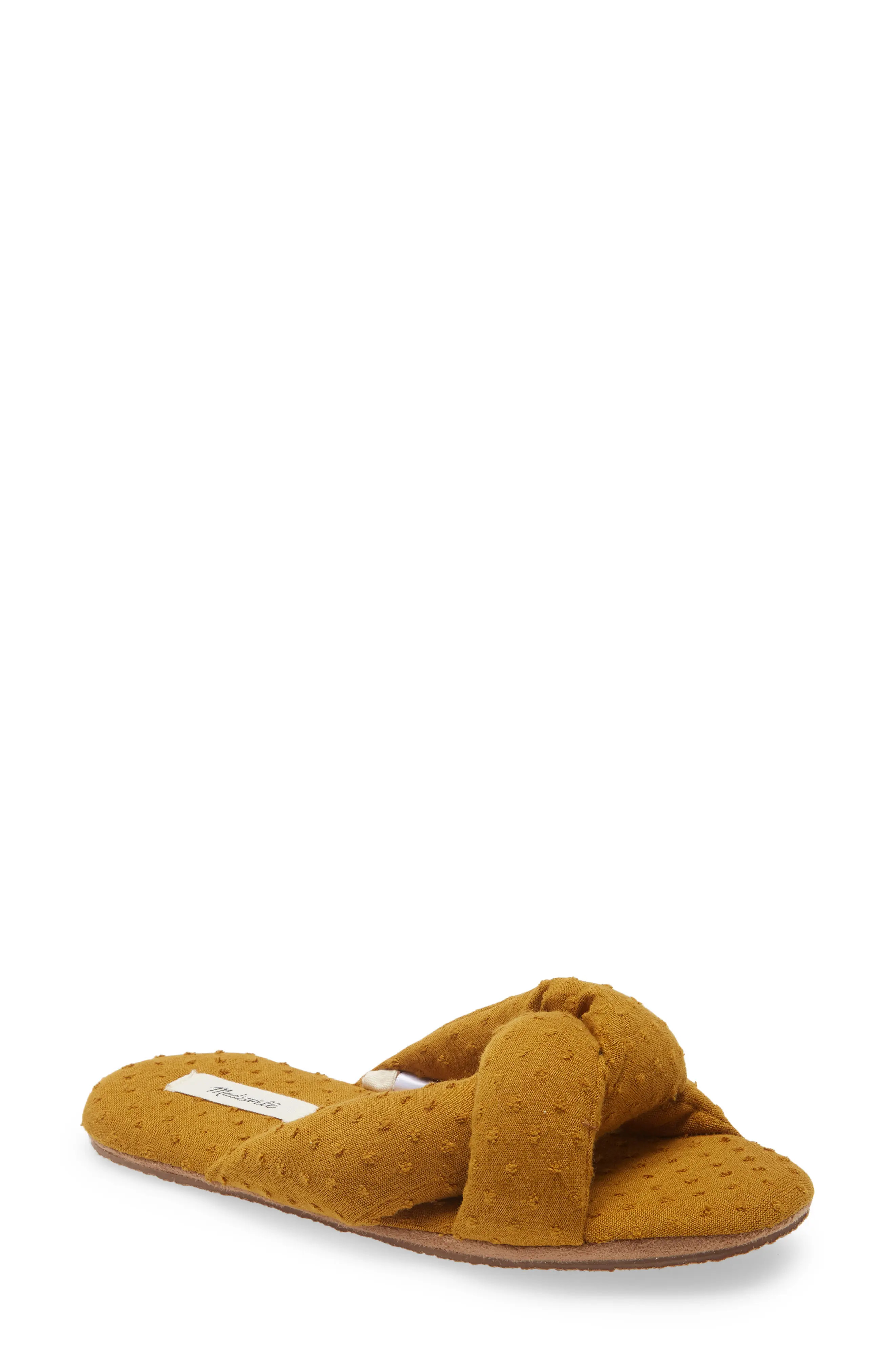 Women's Madewell Chambray Crisscross Scuff Slipper, Size 5 M - Yellow | Nordstrom