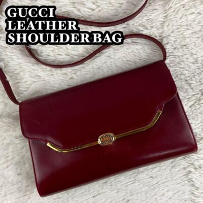 VINTAGE OLD Gucci Bordeaux Red  Leather Shoulder Bag YS213 | eBay US
