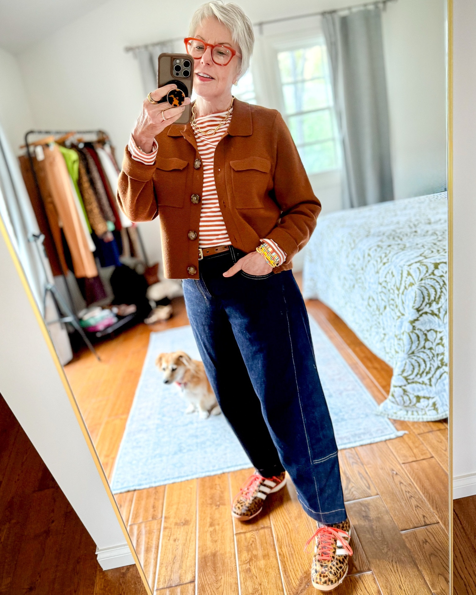 🍂 Fall layers are my love language this time of year. I started with a striped tee and added this cropped rust cardigan for a little extra warmth (and color!). Wide-leg denim keeps it relaxed, while my leopard sneakers add a playful twist. Easy layers, cozy textures, and just the right amount of personality—that’s how I love dressing for autumn days. 🧡✨


#LTKOver40 #LTKSeasonal #LTKPetite