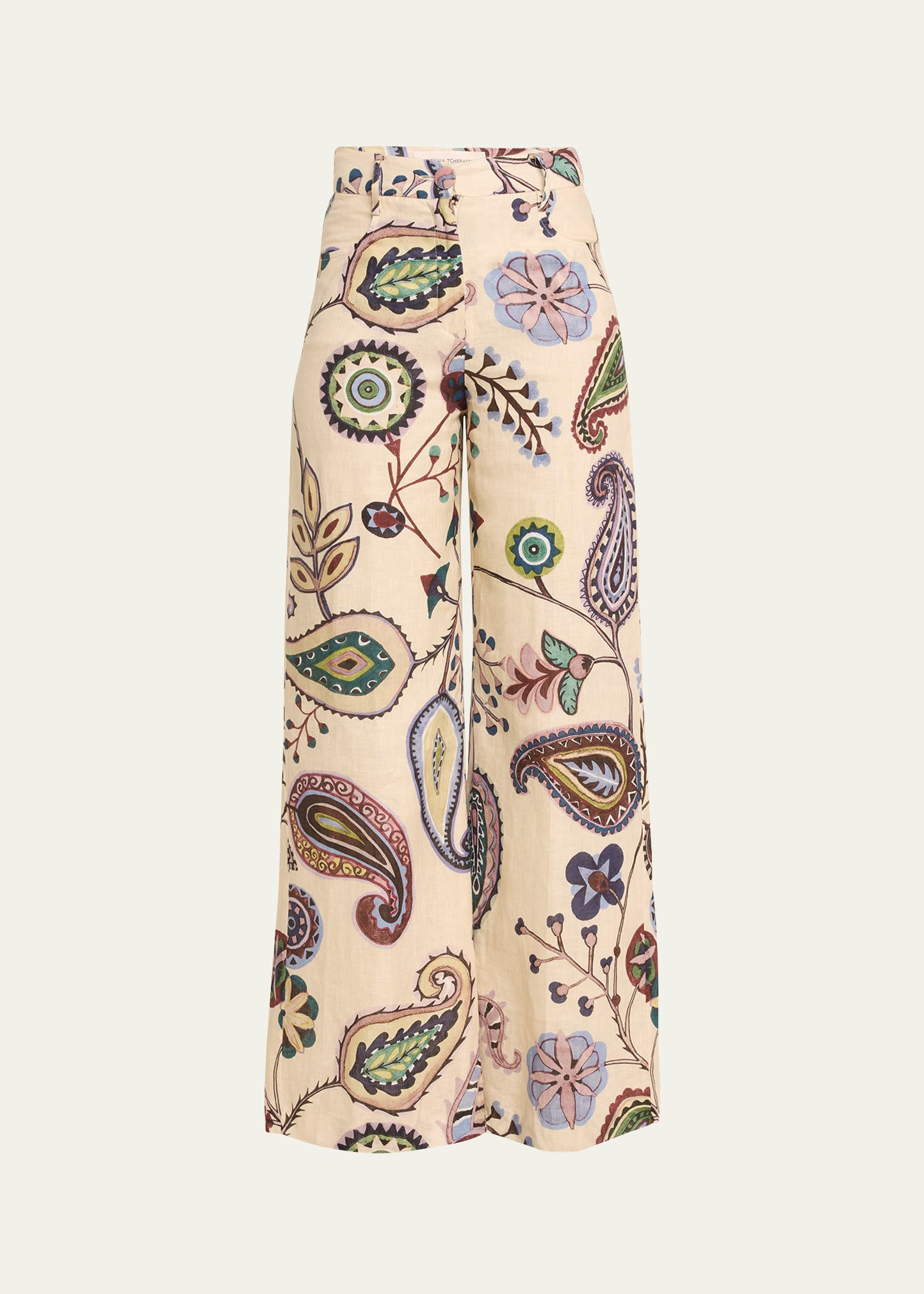 Silvia Tcherassi Emine Paisley Wide-Leg Linen Pants | Bergdorf Goodman