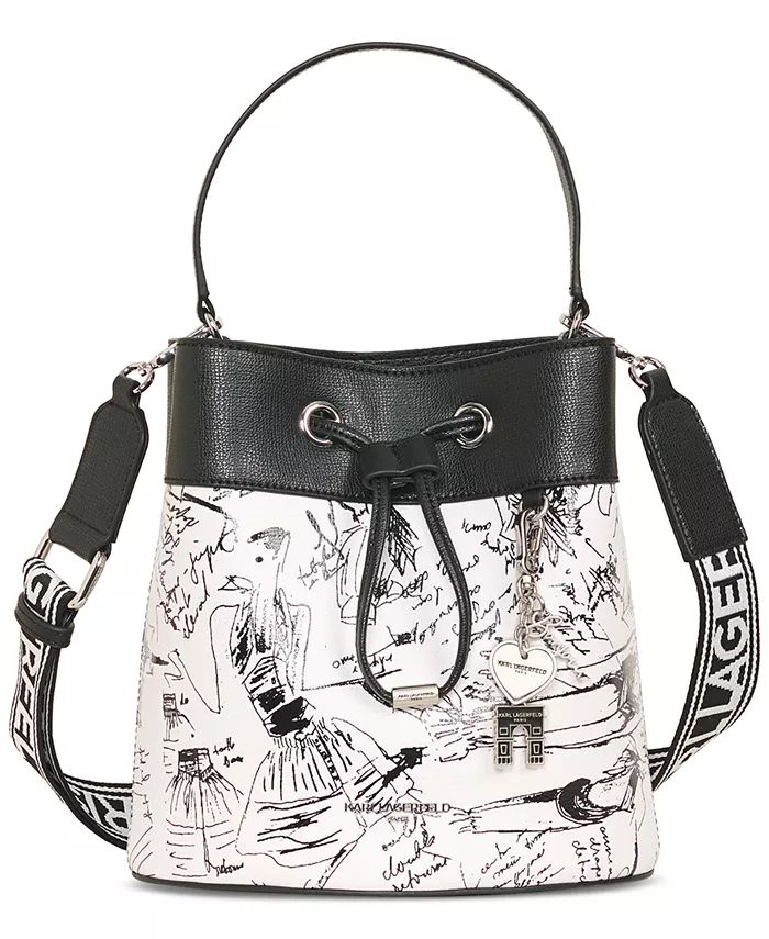 KARL LAGERFELD PARIS Adele Medium Bucket Bag - Macy's | Macy's