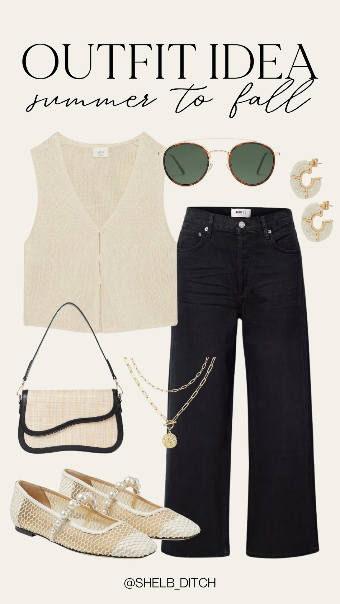 Summer to Fall Outfit | Fall Transition Outfit | Agolde Denim | Sweater Vest | Netted Flats | Mesh Flats 

#LTKFindsUnder100 #LTKFindsUnder50 #LTKStyleTip