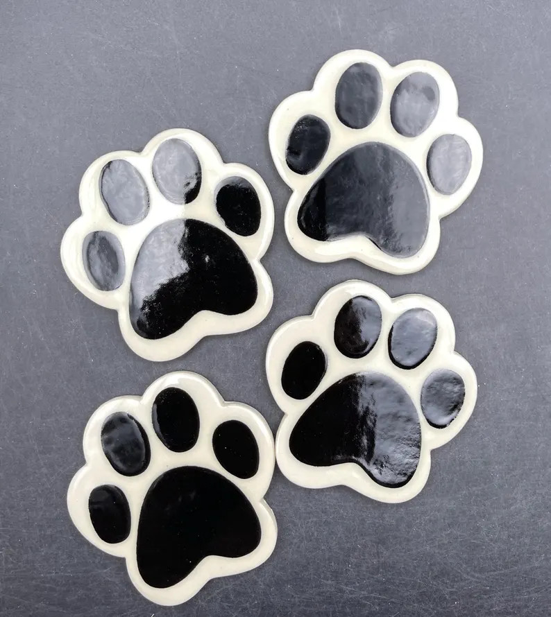 Large Ceramic Paw Prints, Mosaic Tiles. Ceramic Tiles, Dog Paw Tiles. Handmade by Fabulousfungi -... | Etsy (US)