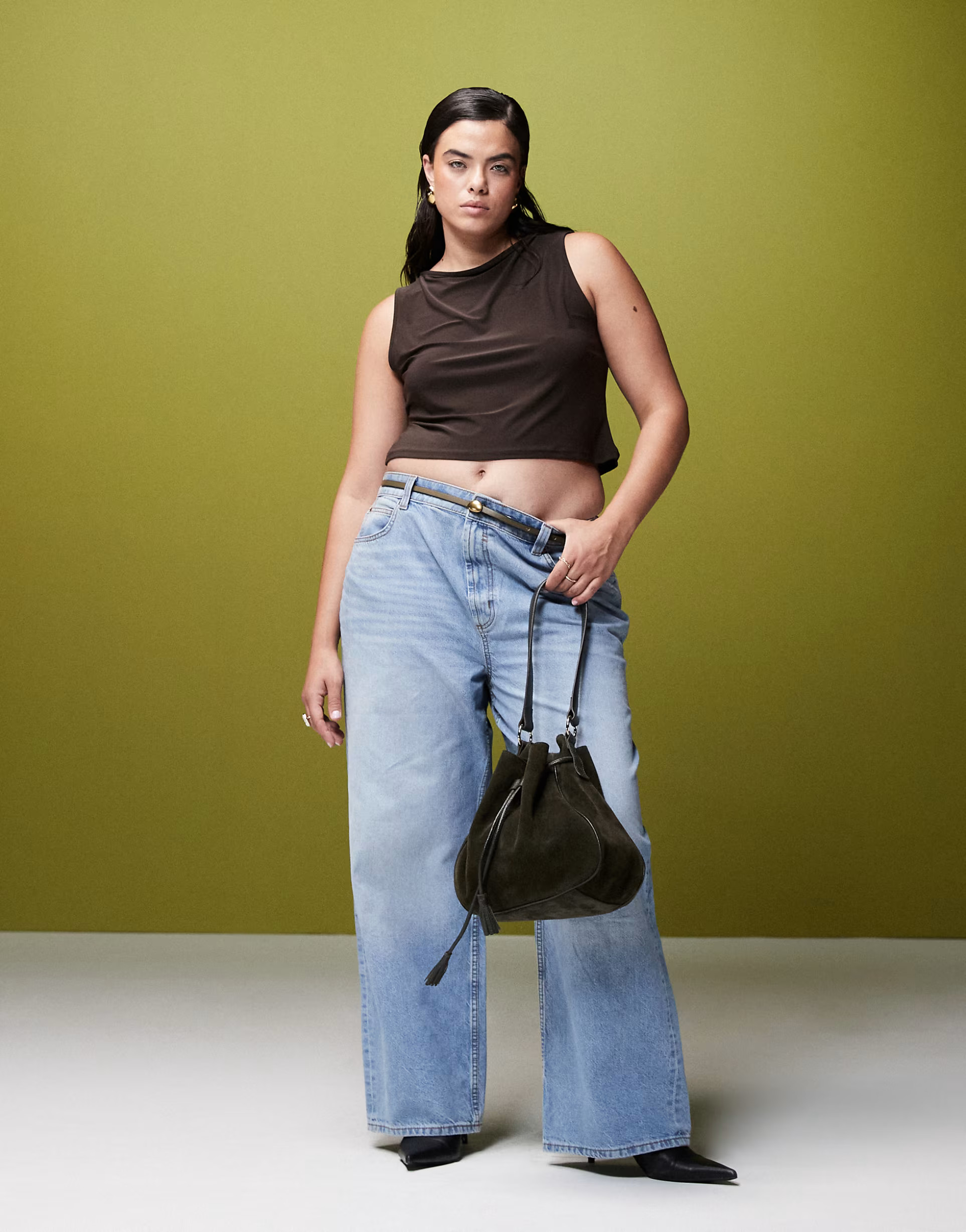 ASOS DESIGN Curve wide leg dad jeans in mid blue | ASOS (Global)