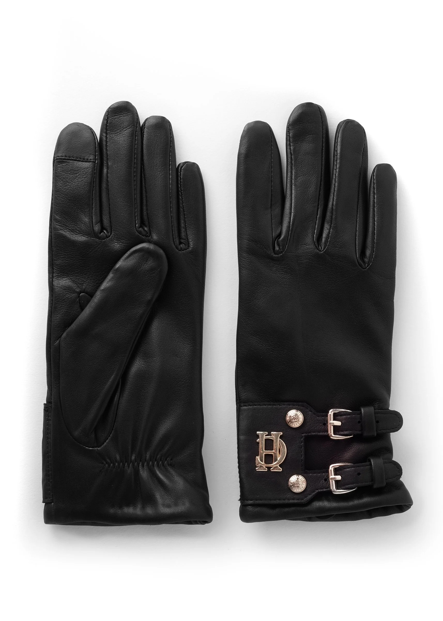 Monogram Leather Gloves (Black) | Holland Cooper