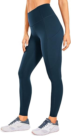 CRZ YOGA Women's Naked Feeling Workout Leggings 25 Inches - High Waisted Yoga Pants with Side Pocket | Amazon (US)