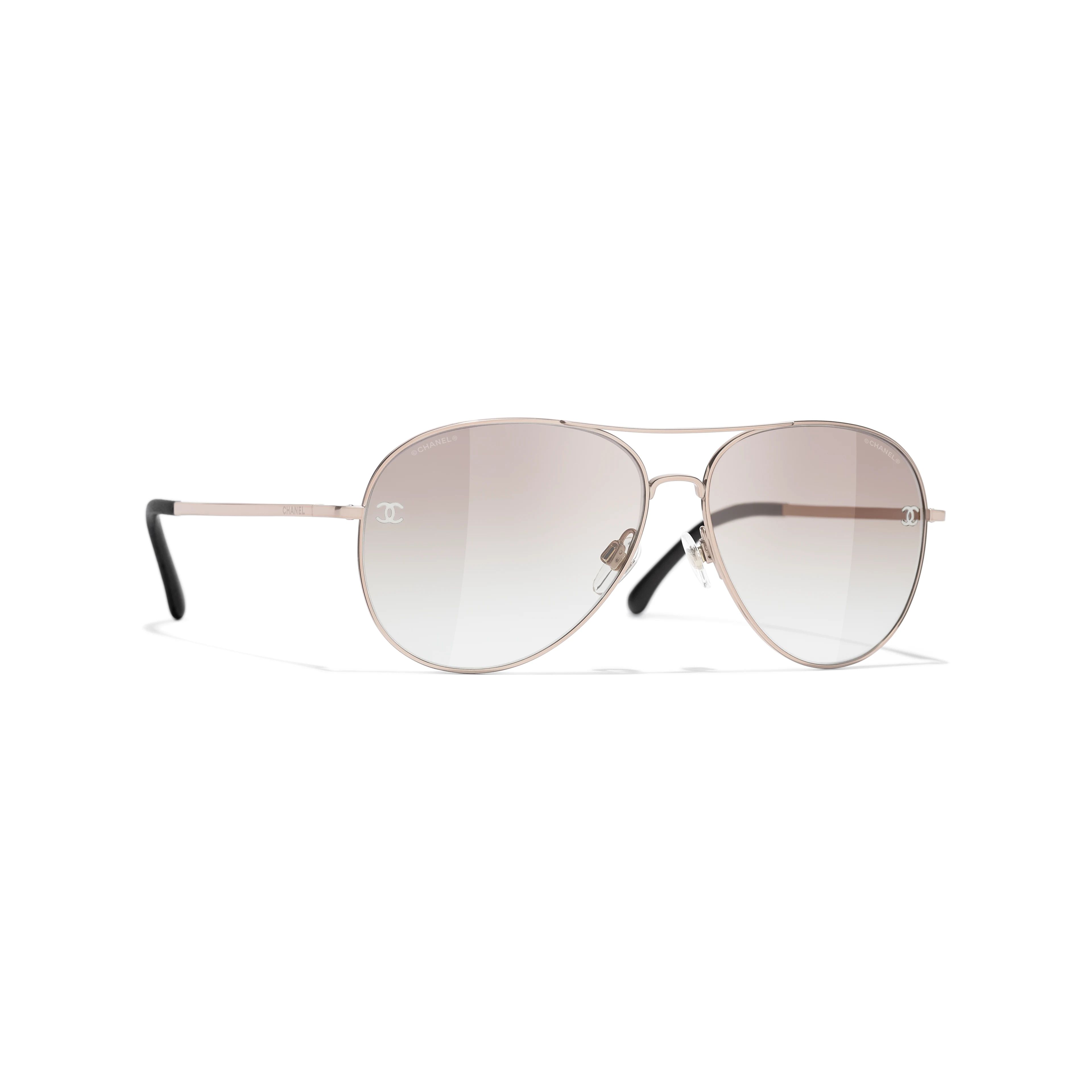 Sunglasses: Pilot Sunglasses, titanium & calfskin — Fashion | CHANEL | Chanel, Inc. (US)