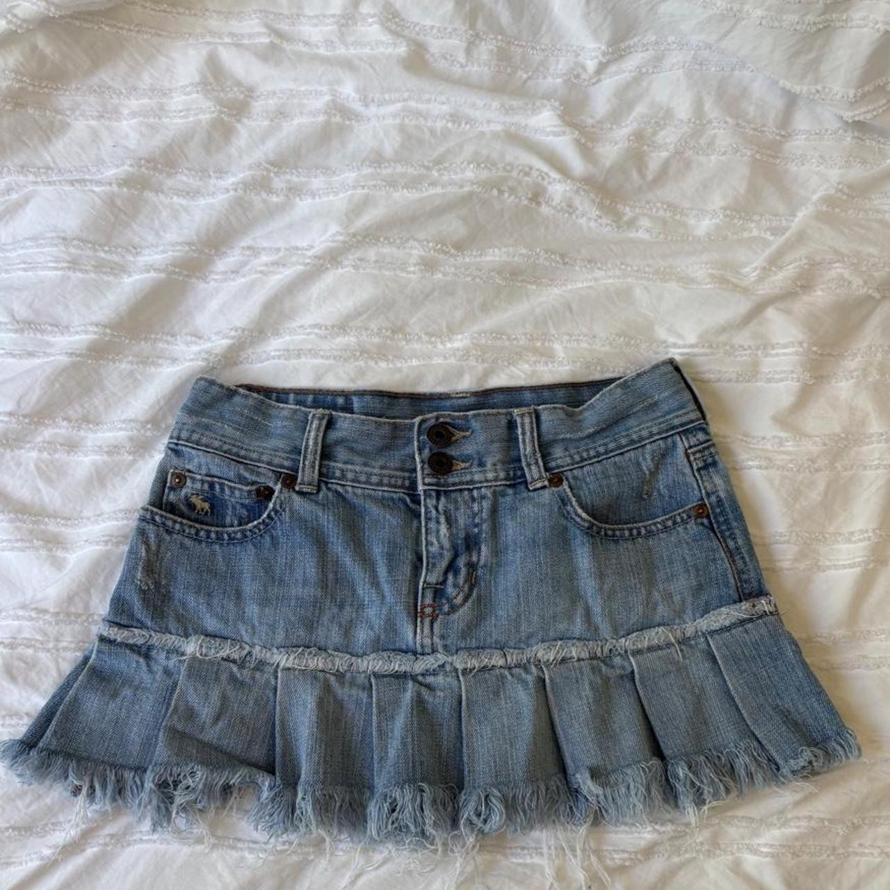 Y2k Abercrombie &amp; Fitch blue denim mini skirt 
size... | Depop US