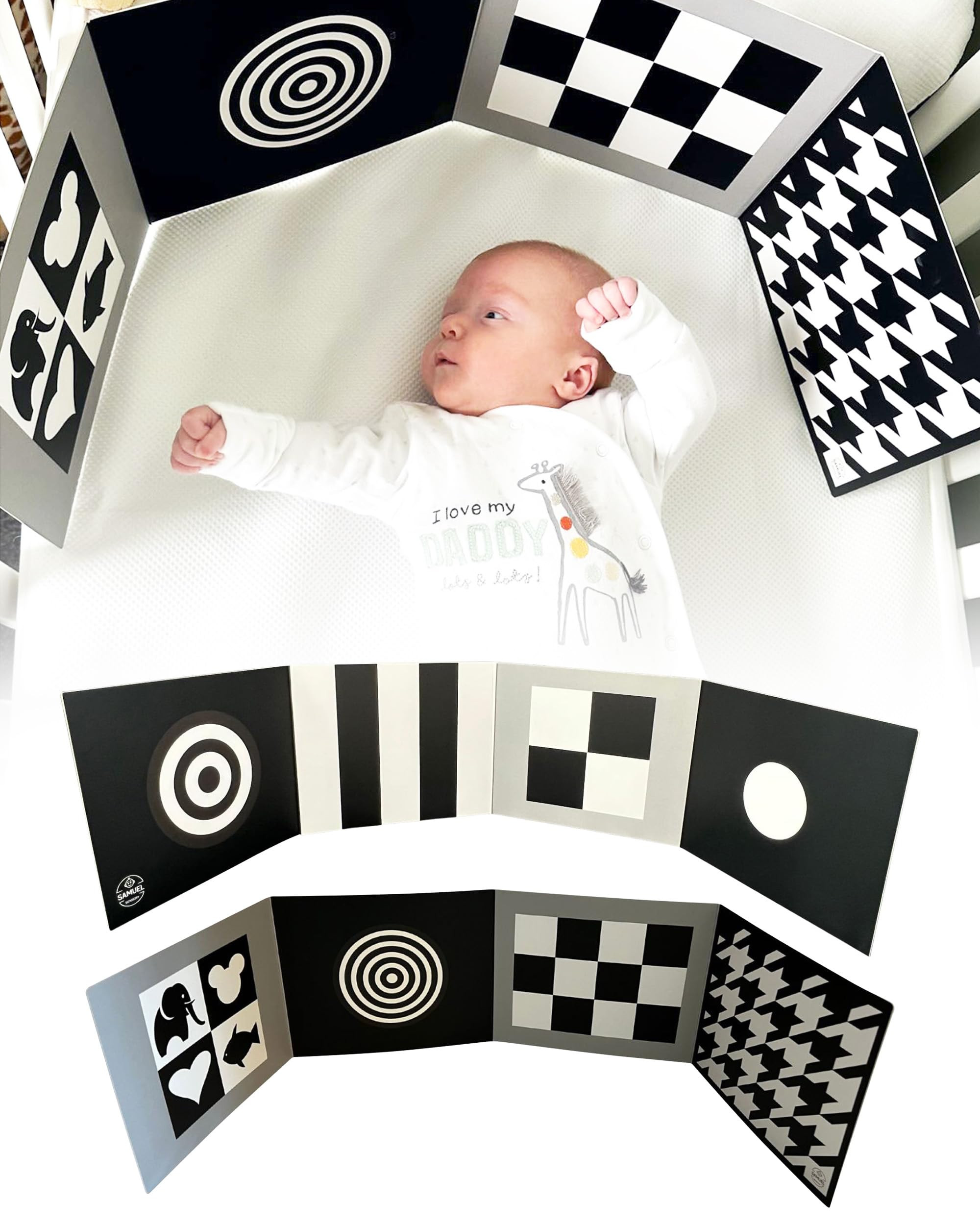 Samuel Sensory Black and White Baby & Development Stand up Board. High Contrast Simple Geometric ... | Amazon (UK)