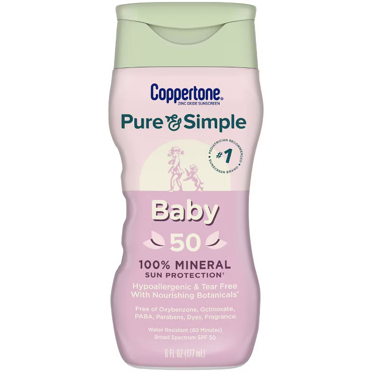 Coppertone Pure & Simple Baby Mineral Sunscreen - SPF 50 - 6 fl oz | Target
